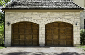 Typical american two car wooden oak car garage